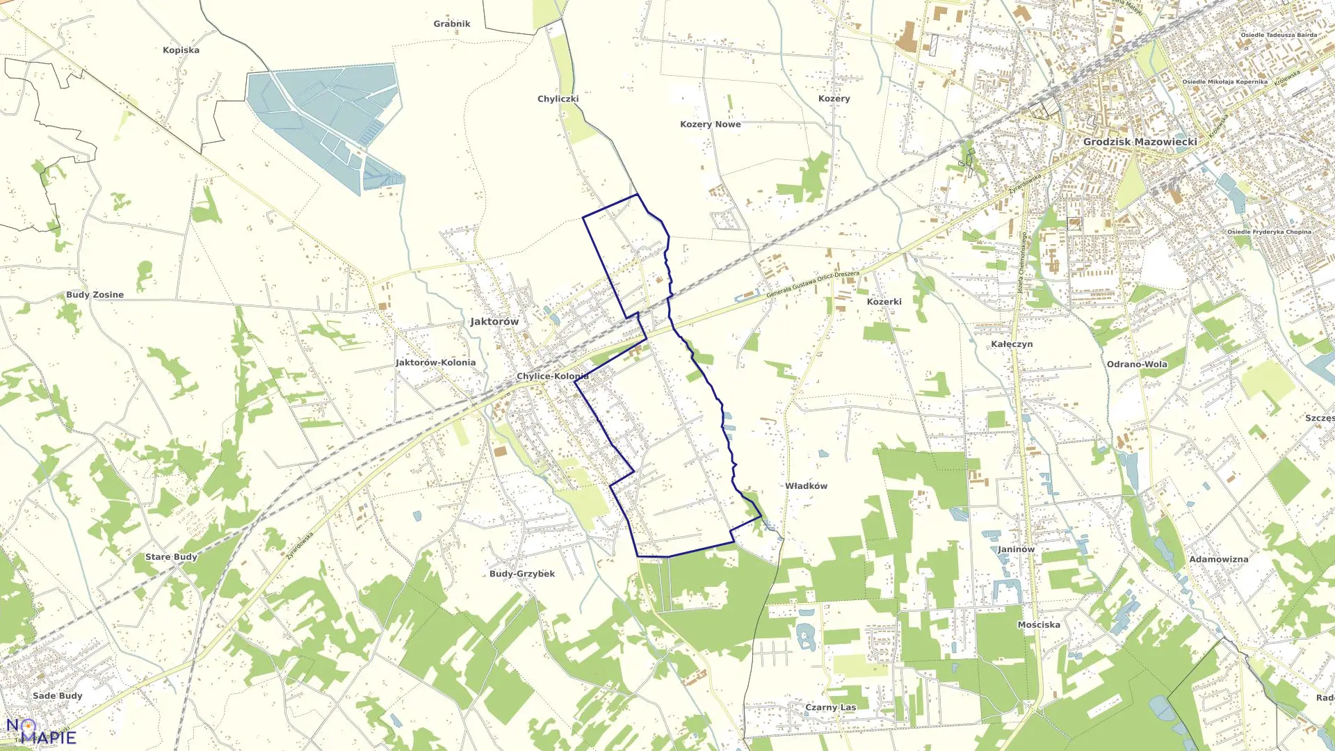 Mapa obrębu CHYLICE w gminie Jaktorów