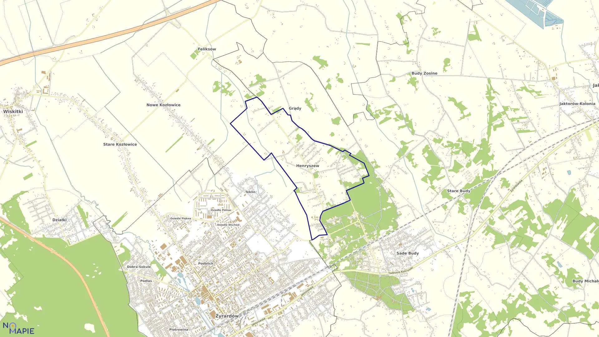 Mapa obrębu HENRYSZEW w gminie Jaktorów