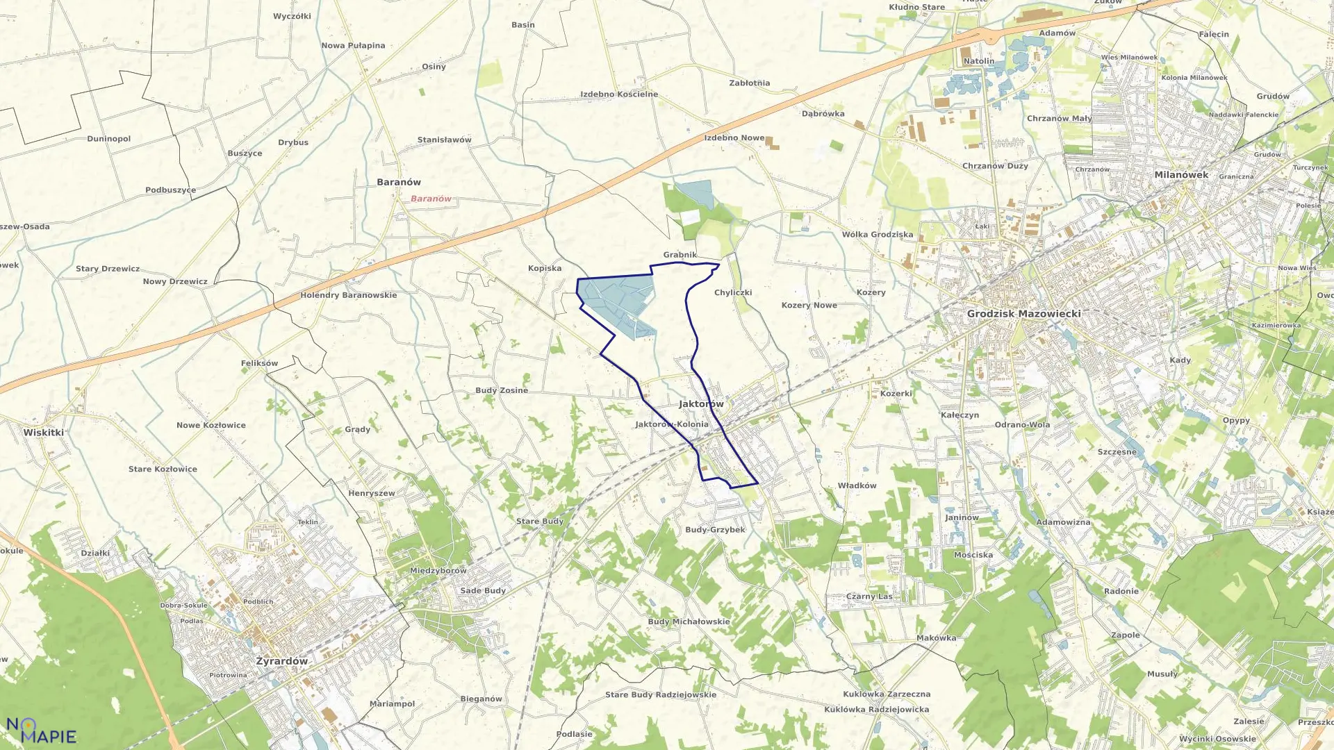 Mapa obrębu JAKTORÓW w gminie Jaktorów