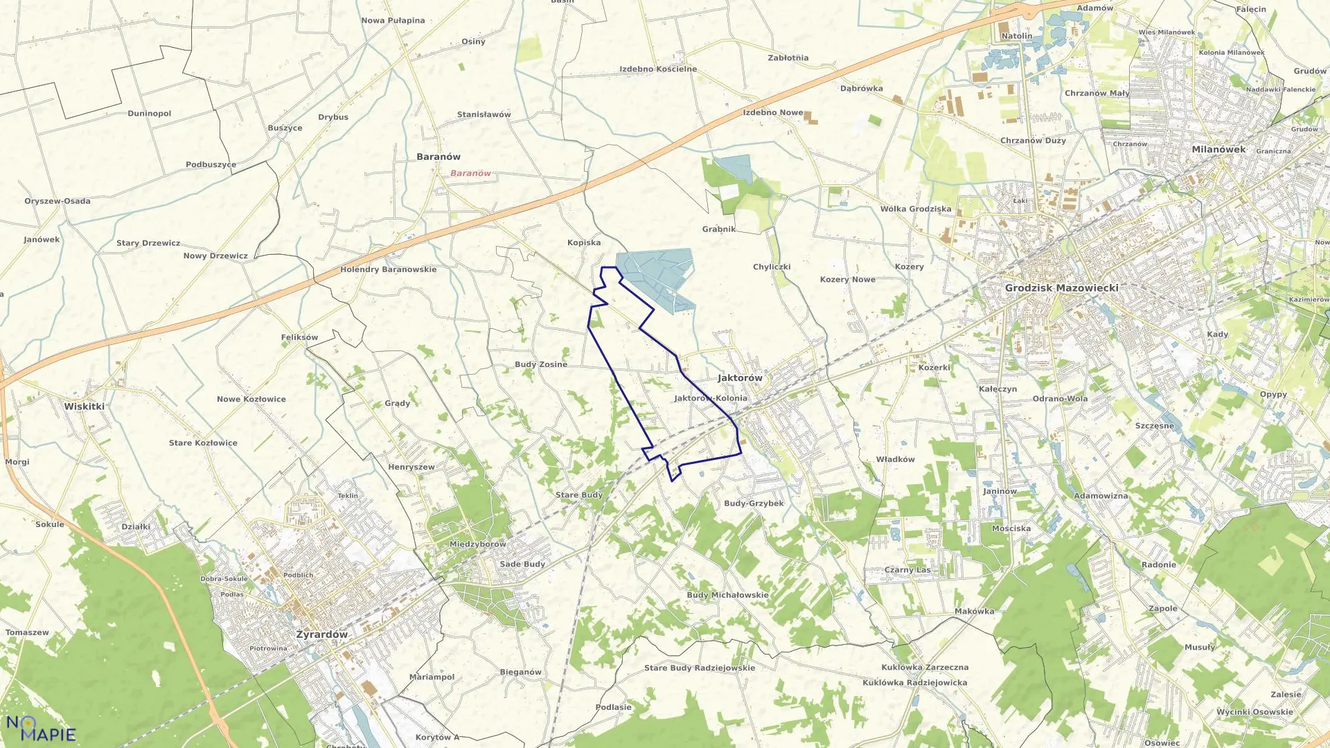 Mapa obrębu KOLONIA JAKTORÓW w gminie Jaktorów