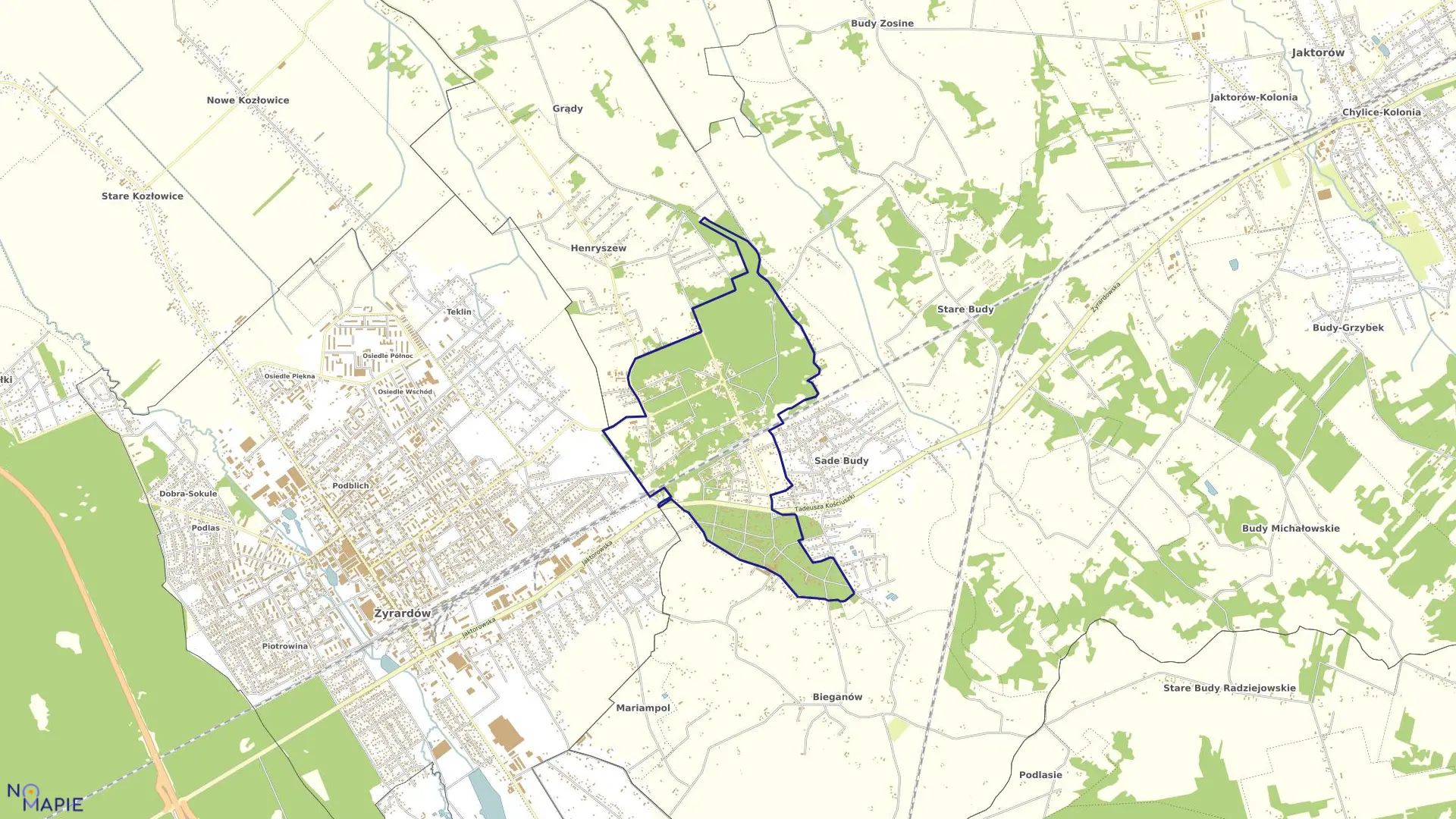 Mapa obrębu MIĘDZYBORÓW w gminie Jaktorów